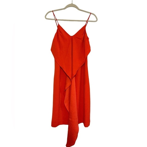 Trina Turk Women's Starry Dress Draped Crepe Tie Front‎ Orange size 0 NWT - Picture 5 of 11
